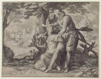 Giovane donna assistita da un gentiluomo da Joachim Anthonisz. Wtewael