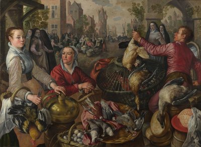 I quattro elementi: Aria. Un mercato di pollame con il figliol prodigo sullo sfondo, 1569 da Joachim Beuckelaer