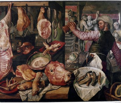 Macelleria. (Mercato della carne). Particolare da Joachim Beuckelaer or Bueckelaer