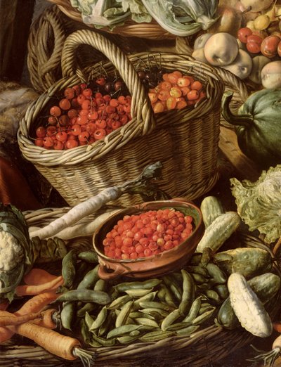 Natura morta con frutta, verdura e una donna al mercato (dettaglio) da Joachim Beuckelaer
