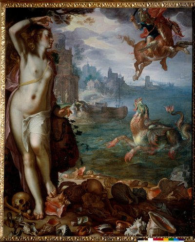 Perseo salva Andromeda incatenata su una roccia da Joachim Wtewael or Utewael