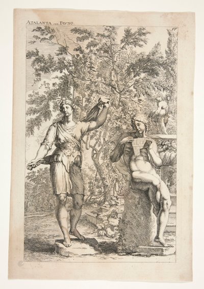 Atalanta e un fauno, da Sculpturae Veteris Admirata da Joachim von Sandrart