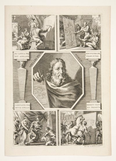 Ritratto di Apelle e quattro scene della vita di Apelle da Joachim von Sandrart