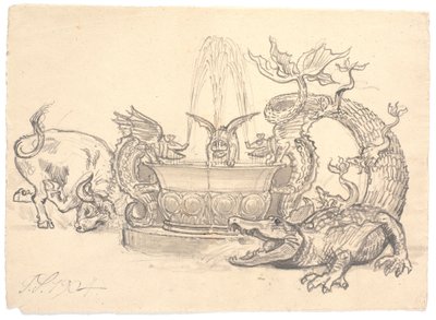 La lotta per la fontana del drago da Joakim Frederik Skovgaard