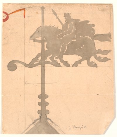Odino su Sleipnir. Segnavento alla scuola superiore di Vallekilde da Joakim Frederik Skovgaard