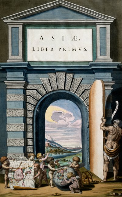 Asiae (Asia), Libro I, pagina del titolo del Volume X, Atlas Maior, di Joan Blaeu (1596-1673) da Joan Blaeu