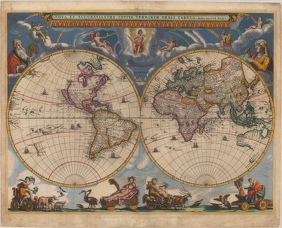 Carta del mondo. Doppia emisfero da Joan Blaeu