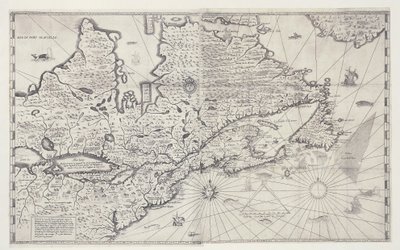 Mappa del Canada, incisione dal rilievo di Samuel de Champlain da Joan Blaeu