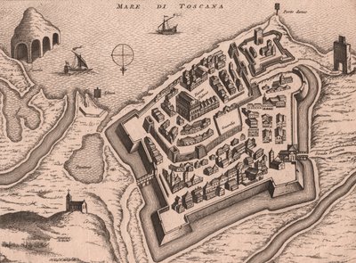 Mappa di Nettuno, Lazio, Italia, incisione su rame, ca 248x198 cm da Joan Blaeu