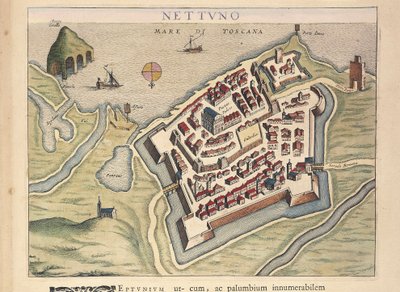 Mappa di Nettuno, da Theatrum civitatum et admirandorum Italiae, di Joan Blaeu, incisione da Joan Blaeu