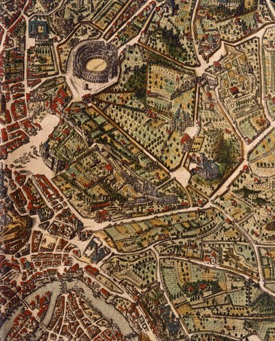 Mappa di Roma, di Joan Blaeu (1596-1673), stampa da Theatrum Civitatum et Admirandorum Italiae, ad Aevi Veteris et Praesentis Temporis Faciem Expressum, Italia da Joan Blaeu