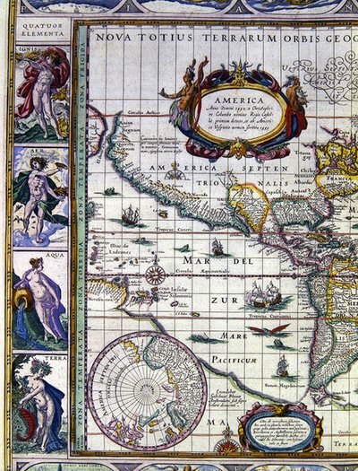 I quattro elementi: Fuoco, Aria, Acqua e Terra da Joan Blaeu