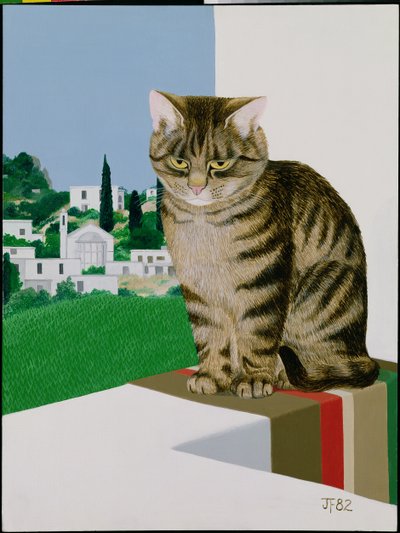 Gatto tigrato alla finestra da Joan Freestone