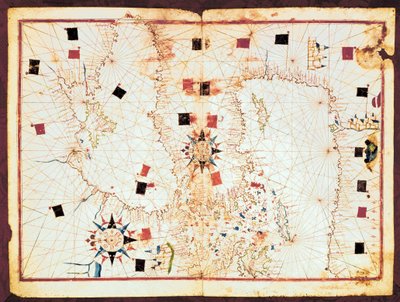 Mappa della parte orientale del Mediterraneo e del Mar Nero, manoscritto di un atlante portolano del XVI secolo da Joan Martines