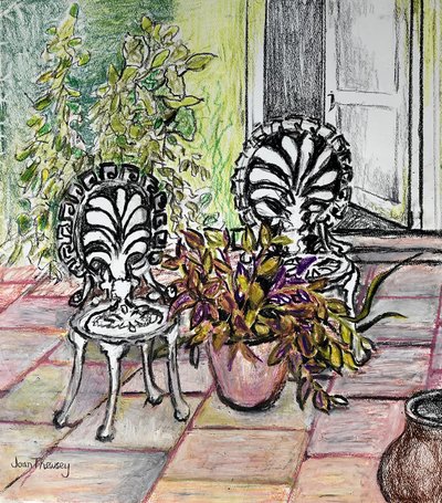 Sedie sulla Terrazza, con Vasi da Joan Thewsey