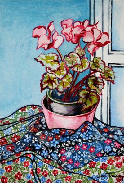 Ciclamini con tessuti decorati, 1999 da Joan Thewsey