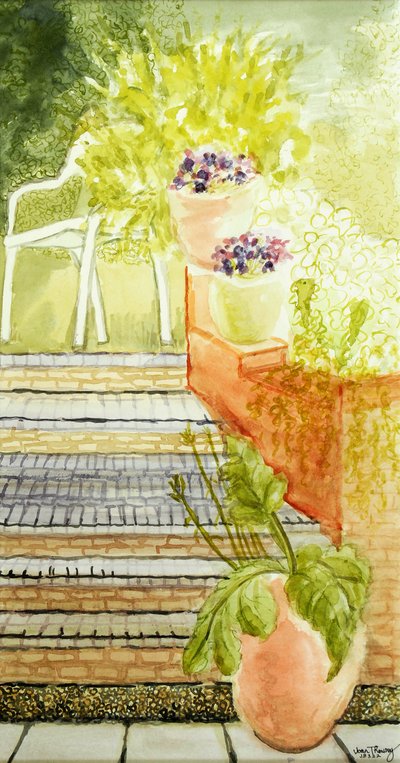 Giardino di Cynthia; Scale e pentole, 2009 da Joan Thewsey