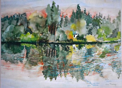Il lago al tramonto, Bremes les Ardres da Joan Thewsey