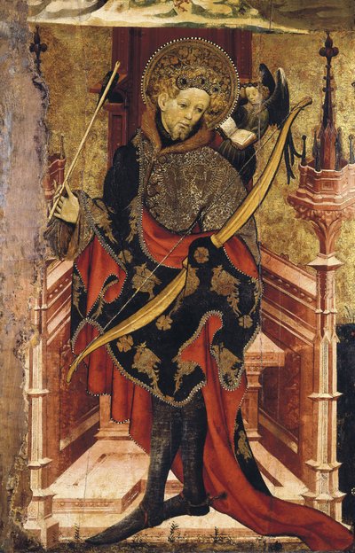 San Sebastiano e Crocifissione. c.1417-25 da Joan or Juan Mates