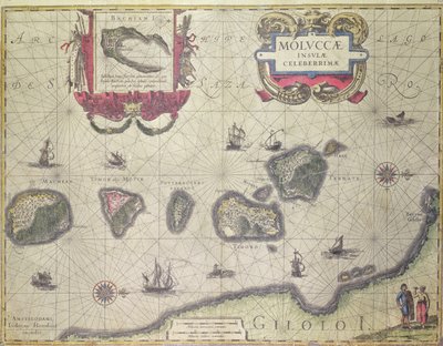 Mappa che mostra le Isole Molucche al largo di Halmahera, 1640 da Joannes Jansson