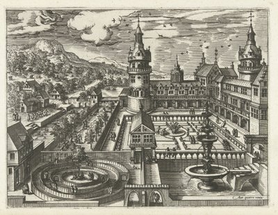 Castello con labirinto e fontana da Joannes van Doetechum (I) (attributed to)