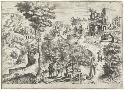 Paesaggio con il buon samaritano da Joannes van Doetechum (I) (attributed to)
