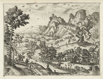 Paesaggio con caccia al falcone da Joannes van Doetechum (I) (attributed to)