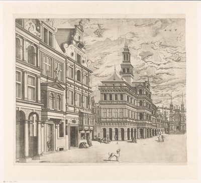 Veduta di una piazza con edifici monumentali da Joannes van Doetechum (I)
