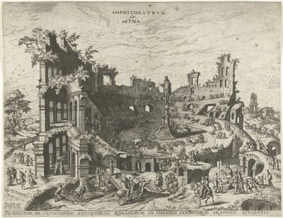 Corrida nelle rovine di un anfiteatro da Joannes van Doetechum (I)