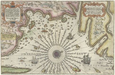 Mappa della costa della Svezia tra Kalmar e Stoccolma da Joannes van Doetecum
