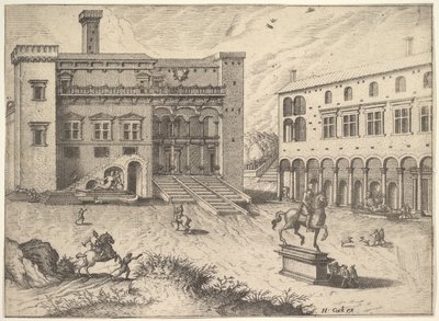 Veduta del Campidoglio sul Colle Capitolino, dalla serie Operum antiquorum romanorum, 1562 da Joannes van Doetecum