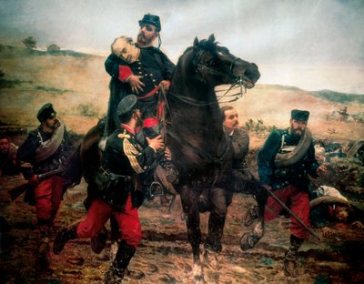 La morte del Marchese del Duero (Terza Guerra Carlista). Dipinto di Joaquin Agrasot Y Juan (1836-1919) da Joaquin Agrasot y Juan