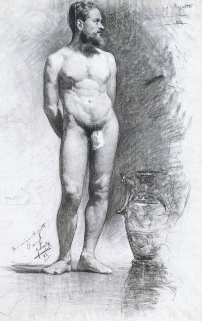 Nudo maschile accademico con urna greca, 1883 da Joaquín Sorolla