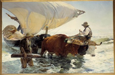 Ritorno dalla pesca, traino della barca da Joaquín Sorolla
