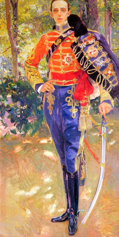 Ritratto del re Alfonso XIII in uniforme degli ussari, 1907 da Joaquín Sorolla