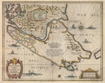 Freti Magellanici ac novi freti vulgo Le Maire exactissima delineatio, c.1630 da Jodocus Hondius