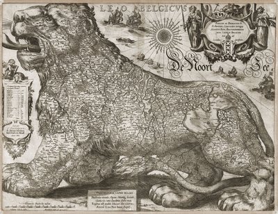 Leo Belgicus - mappa dei Paesi Bassi (1611) da Jodocus Hondius