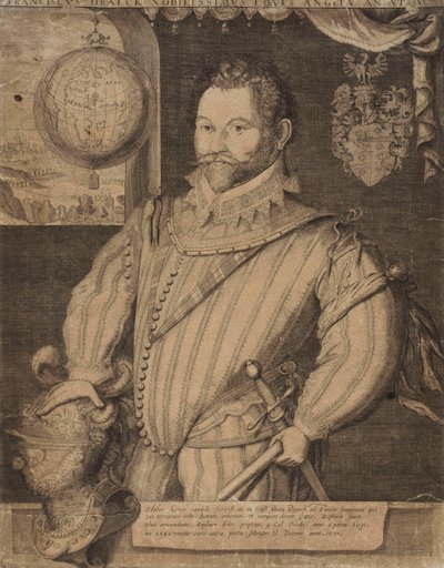 Ritratto di Sir Francis Drake da Jodocus Hondius
