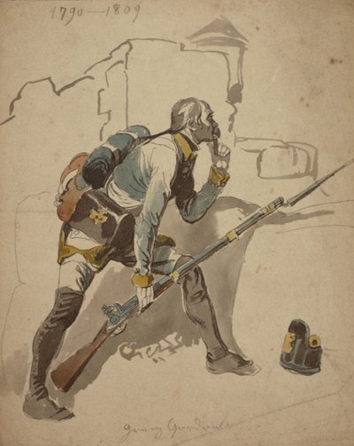 Un fante privato della linea (possibilmente 27º Reggimento, Hesse Cassell), 1790-1809 da Johan Baptiste Heinefetter