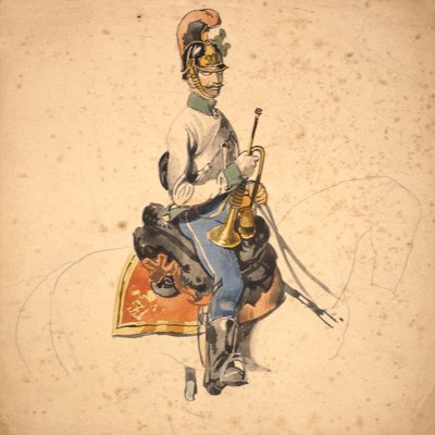 Un cavaliere del 5º reggimento dragoni, Principe Eugenio di Savoia 1840-50 da Johan Baptiste Heinefetter