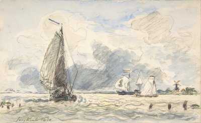 Barche da pesca olandesi, Verso: schizzi di barche da Johan Barthold Jongkind