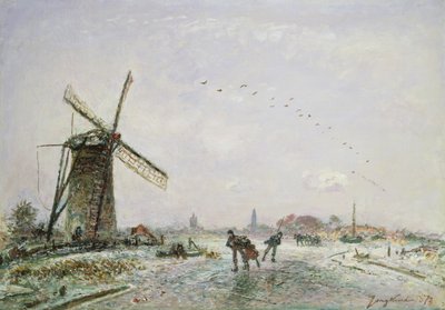 Pattinatori sul Ghiaccio in Olanda, 1872 da Johan Barthold Jongkind