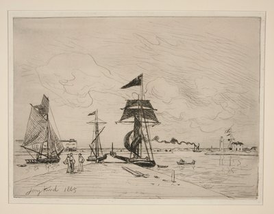 Pontile di legno nel porto di Honfleur da Johan Barthold Jongkind