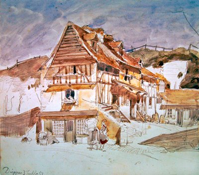Vecchie case a Dieppe, Normandia, Francia, 1851 da Johan Barthold Jongkind