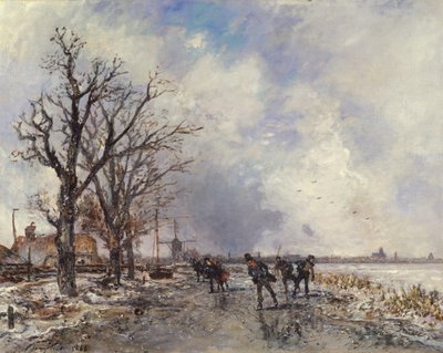 Pattinatori sul fiume Schie, vicino a Rotterdam, 1866 da Johan Barthold Jongkind