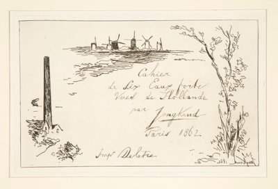 Titolo del quaderno di sei acqueforti da Johan Barthold Jongkind