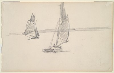 Due barche da pesca su acqua calma (recto); Due barche a vela su acqua calma (verso) da Johan Barthold Jongkind