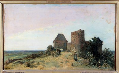Vista delle rovine del castello di Rosemont nella Nièvre da Johan Barthold Jongkind