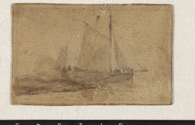 Barca da pesca ormeggiata presso una penisola da Johan Barthold Jongkind