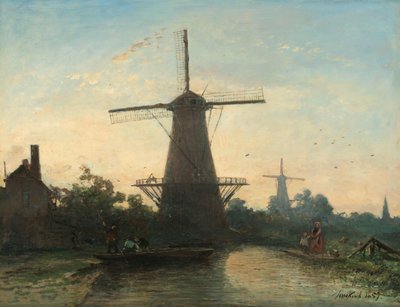 Mulini a vento vicino a Rotterdam da Johan Barthold Jongkind